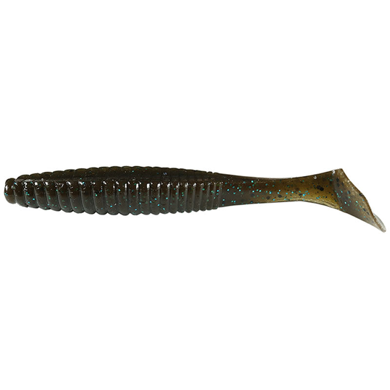 Shad Hide Up Stagger Original 4", 114 Green Pumpkin Blue Flake, 10.2cm, 10g, 8buc/pac