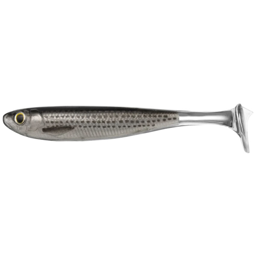 Shad Live Target Slow Roll Mullet Paddle Tail, Silver / Black, 12.5cm, 4buc/pac