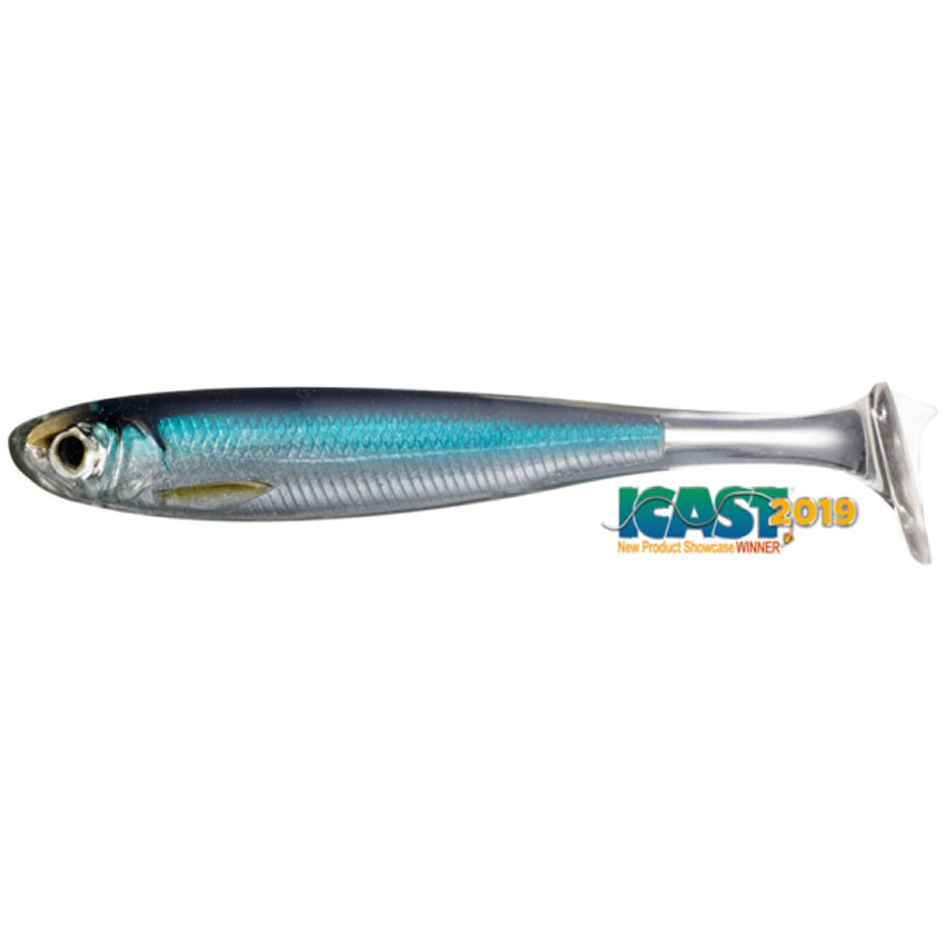 Shad Live Target Slow Roll Shiner Paddle Tail, Silver / Blue, 10cm, 4buc/pac