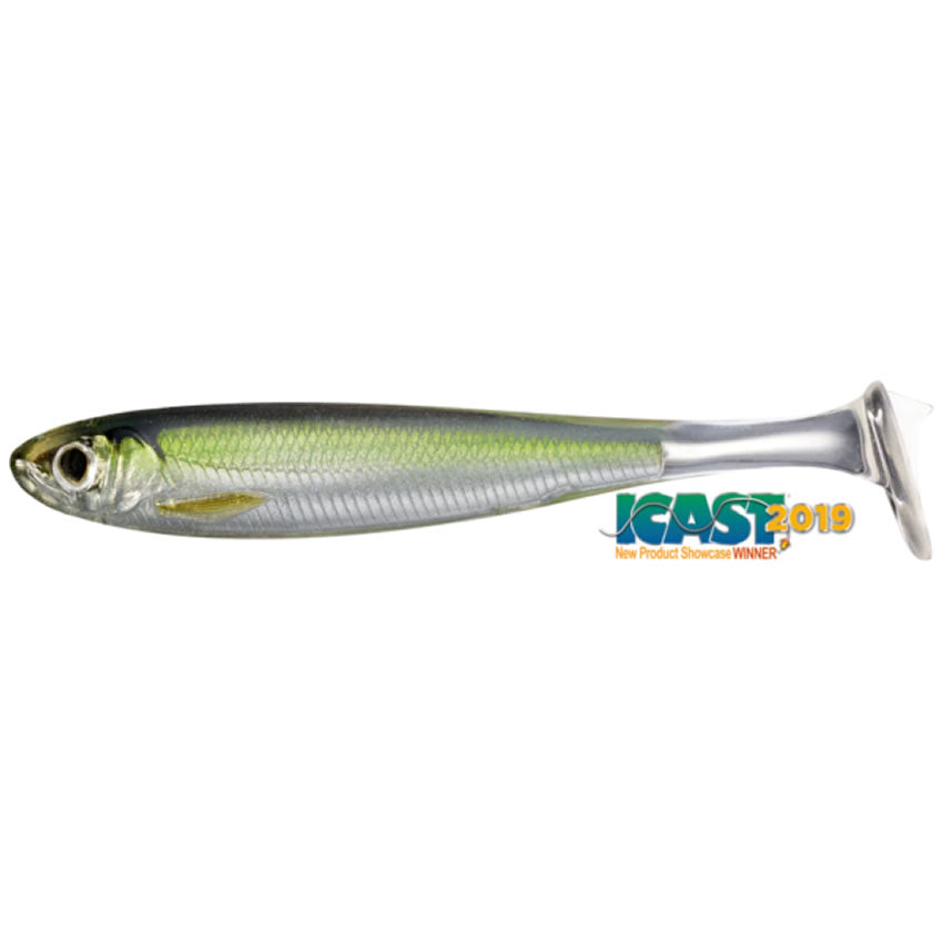Shad Live Target Slow Roll Shiner Paddle Tail, Silver / Green, 10cm, 4buc/pac