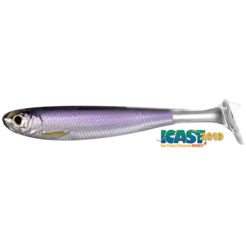Shad Live Target Slow Roll Shiner Paddle Tail, Silver / Purple, 10cm, 4buc/pac