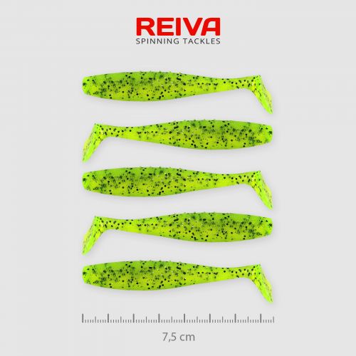 Shad Reiva Flat Minnow Verde Sclipici 7.5cm 5buc/plic