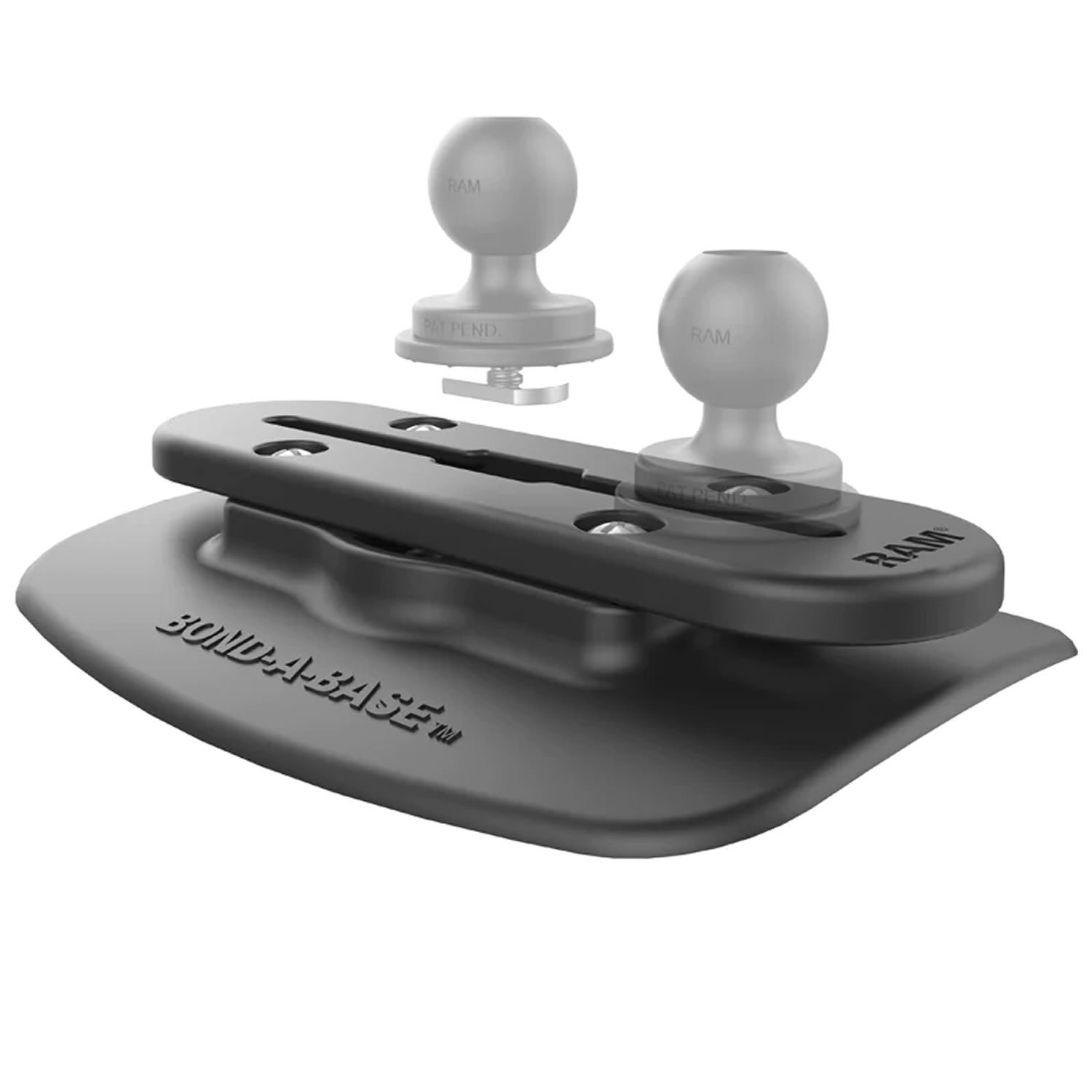 Sina RAM Mounts Bond-A-Base Black Adhesive Base with RAM Tough Track