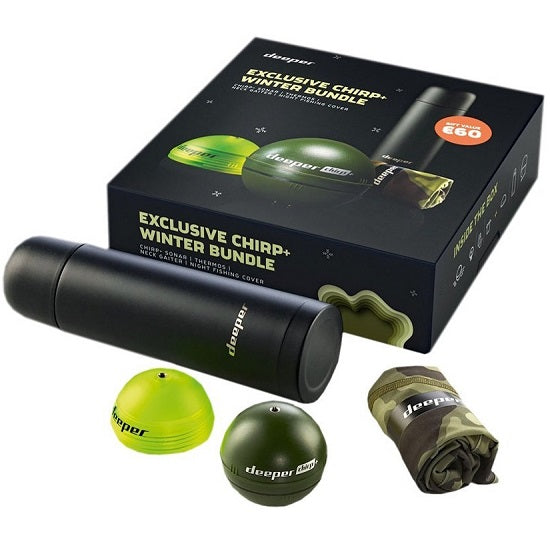 Smart Sonar DEEPER Chirp Plus Winter Bundle + Termos si Carcasa de Noapte + Buff
