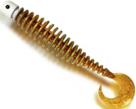 Soft Bait Black Cat Curly Worm Grub, Motor Oil, 17cm, 1buc/pac