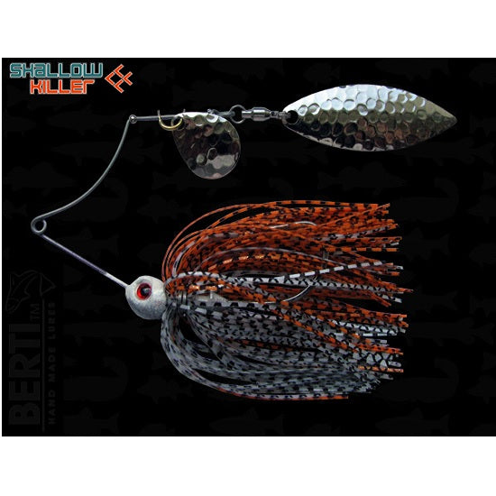 Spinnerbait Bertilure Cu Doua Palete SHALLOW KILLER COLORADO Model SALCIE Culoare ALB/NEGRU-ORANGE/NEGRU 11 gr.