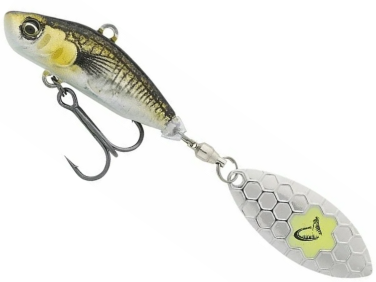 Spinnertail SAVAGE GEAR Sticklebait Tail Spin Sinking, Green Silver Ayu, 7.3cm, 13g, 1buc/pac