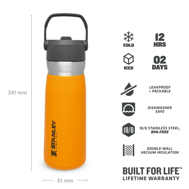 Sticla Apa Stanley The IceFlow Flip Straw Water Bottle Saffron 0.65L 