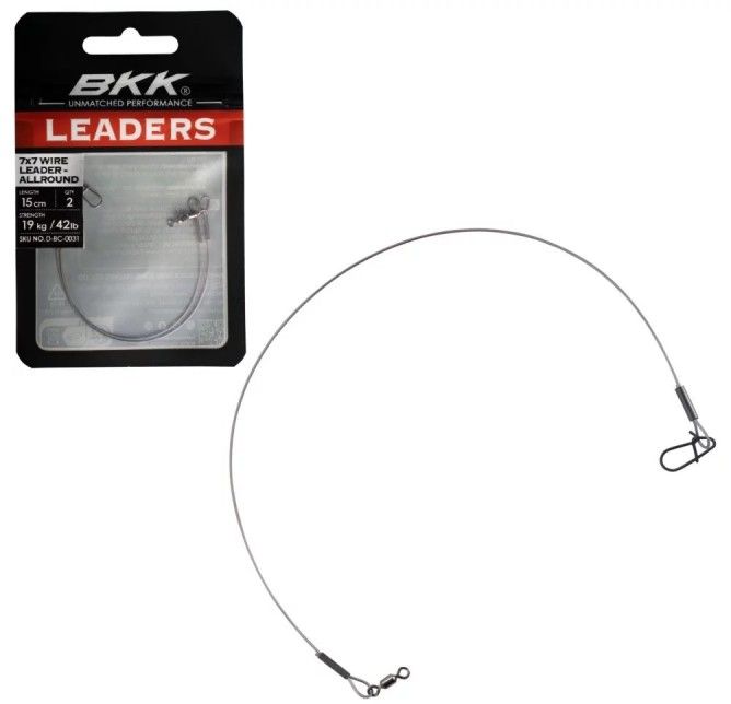 Struna BKK 7x7 Wire Leader All Round Duolock Snap, 12kg, 25cm, 2buc/pac