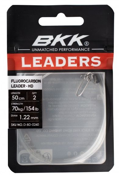 Struna BKK Fluorocarbon Leader HD Pike Snap 50cm 2buc/pac