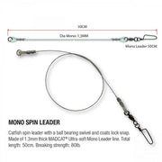 Struna DAM Madcat Mono Spin Leader 50cm 80Lbs