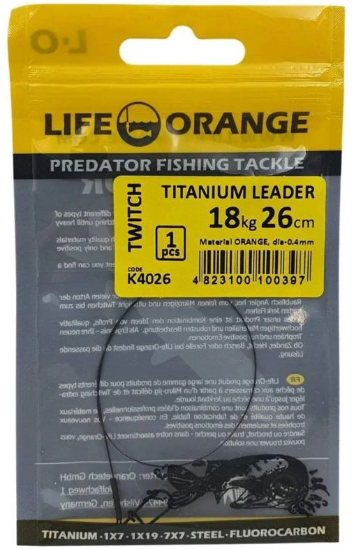 Struna Titan Orange Titanium Leader, 18.1kg, 30cm, 0.40mm, 1buc/plic