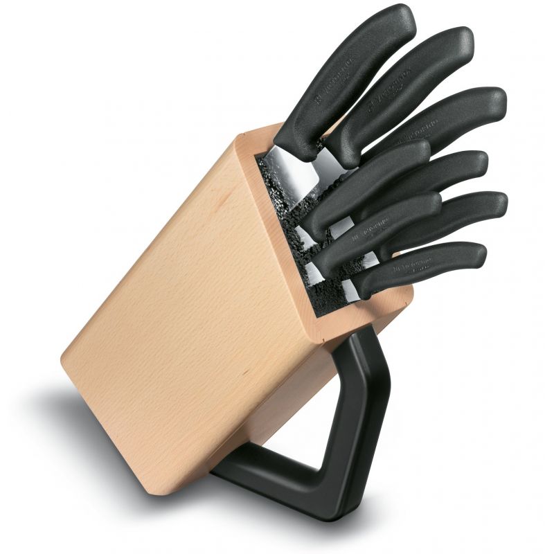 Suport Cutite Victorinox SwissClassic Cutlery Block, 25.7cm, Lemn Maro