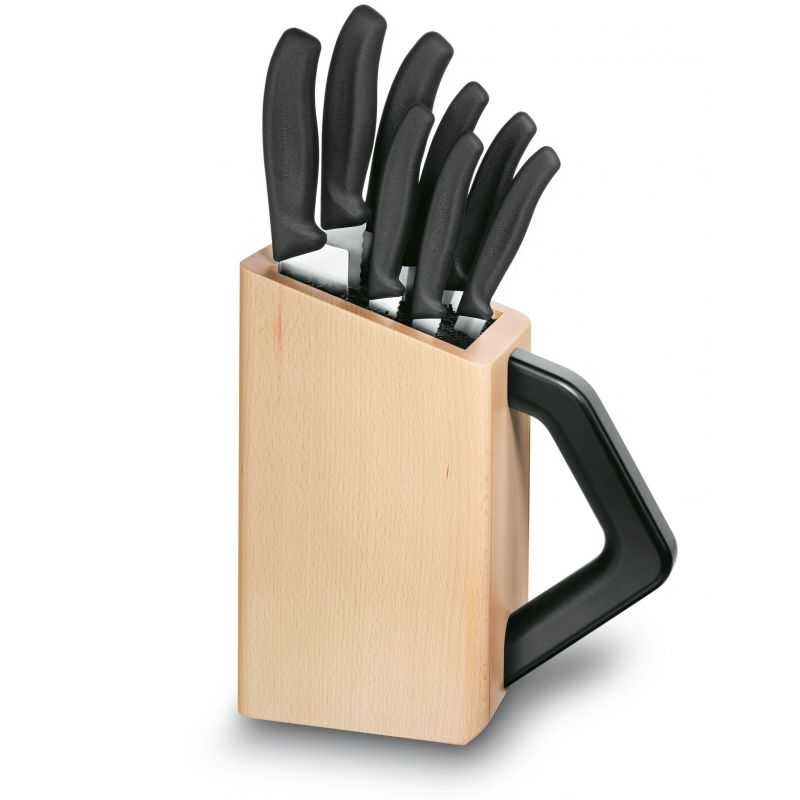 Suport Cutite Victorinox SwissClassic Cutlery Block, 25.7cm, Lemn Maro