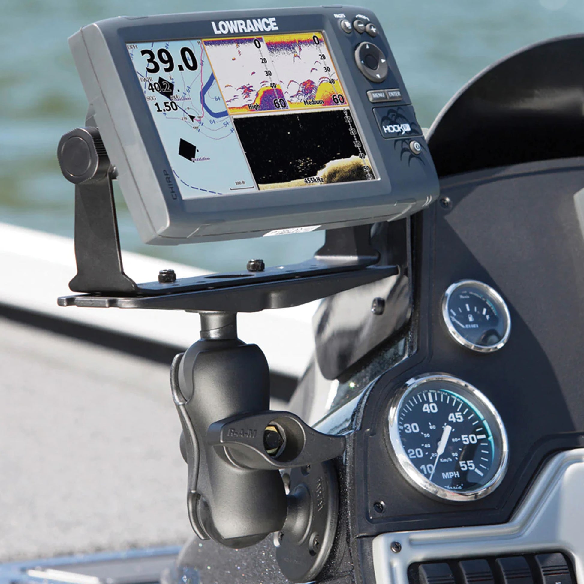 Suport Sonar RAM Mounts Large Marine Electronics Mount - D Size Short