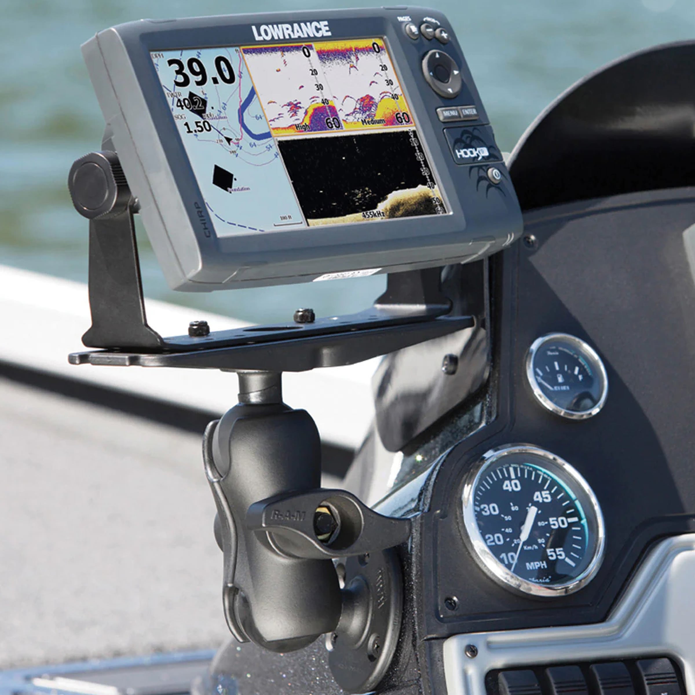 Suport Sonar RAM Mounts Large Marine Electronics Mount - D Size Short
