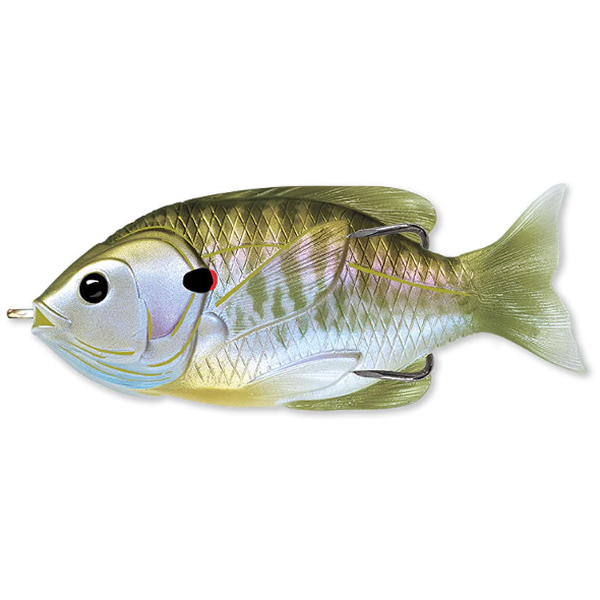Swimbait Live Target Hollow Body Sunfish Walking Bait, Natural / Olive, 7.5cm, 12g 