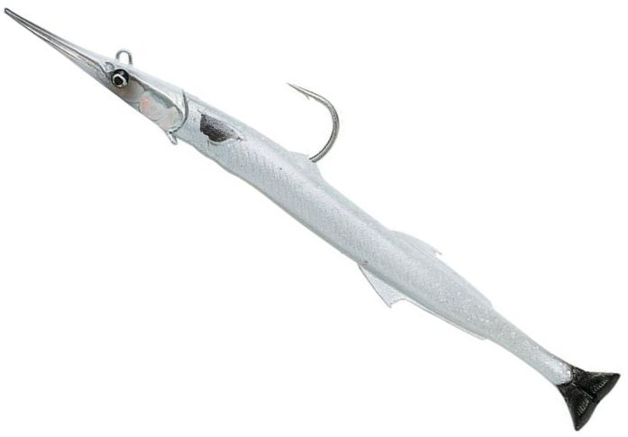 Swimbait SAVAGE GEAR 3D Soft Lures Kit Pre Riggeds Needlefish Pulse Tail, Pearl White Silver, 26g, 18cm, 1buc/pac