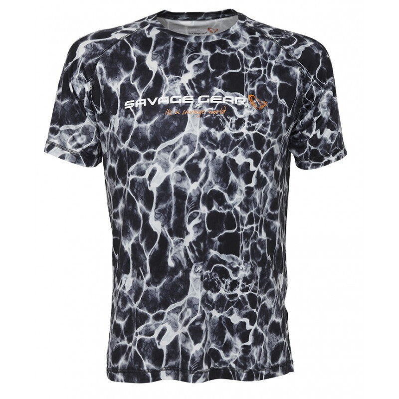 TRICOU SAVAGE GEAR NIGHT UV BLACK WATERPRINT
