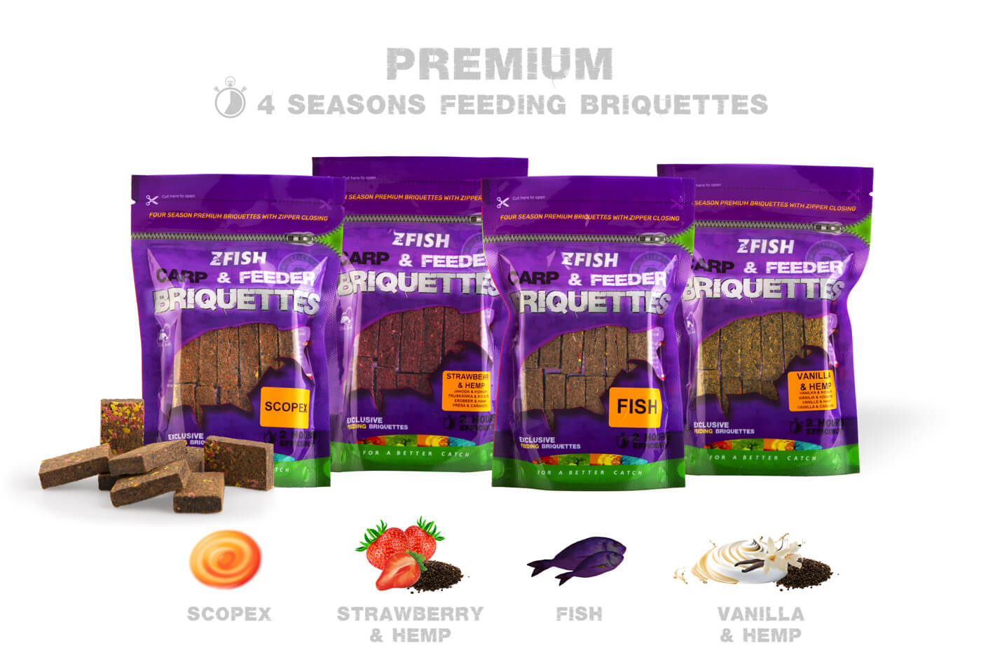 Tablete Nada ZFISH Feeding Briquettes, 45x30x12mm, 220g, Scopex