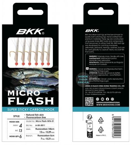 Taparine BKK Micro Flash NFA 02 PNFS Red Resin Fluoro, Nr.7, 145cm-0.40mm, 5cm-0.30mm, 6buc/pac