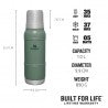 Termos Stanley Artisan Thermal Bottle, Hammertone Green, 1L