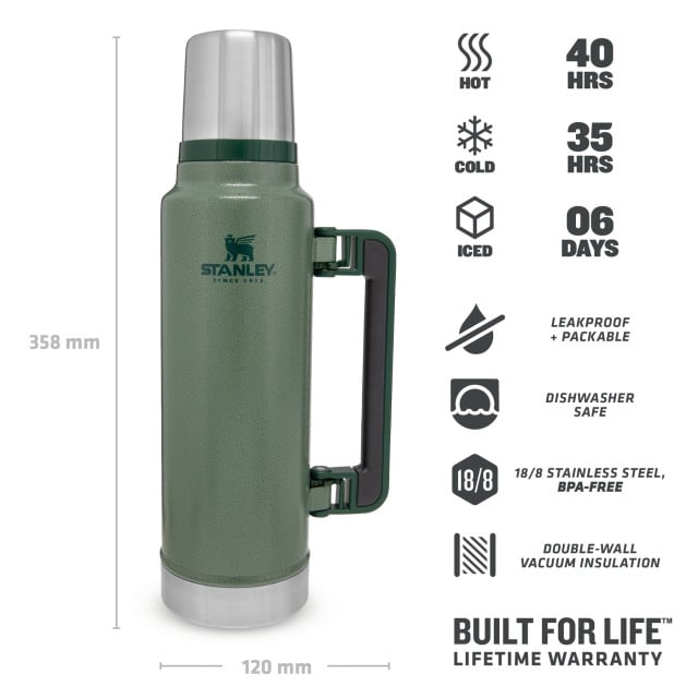 Termos Stanley The Legendary Classic Bottle Large Hammertone Green 1.4L 