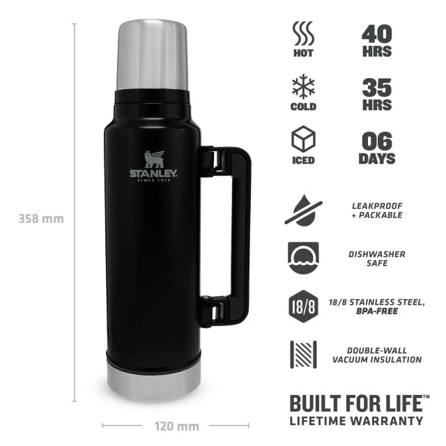 Termos Stanley The Legendary Classic Bottle Large Matte Black Pebble 1.4 l 