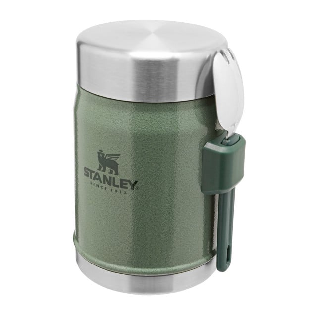 Termos mancare cu tacam Stanley The Legendary Food Jar + Spork Hammertone Green 0.4 l 