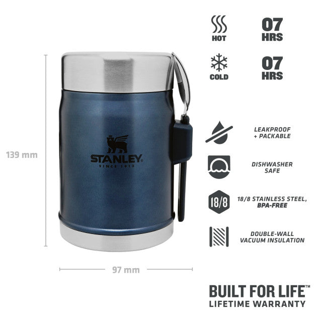 Termos mancare cu tacam Stanley The Legendary Food Jar + Spork Nightfall 0.4 l 