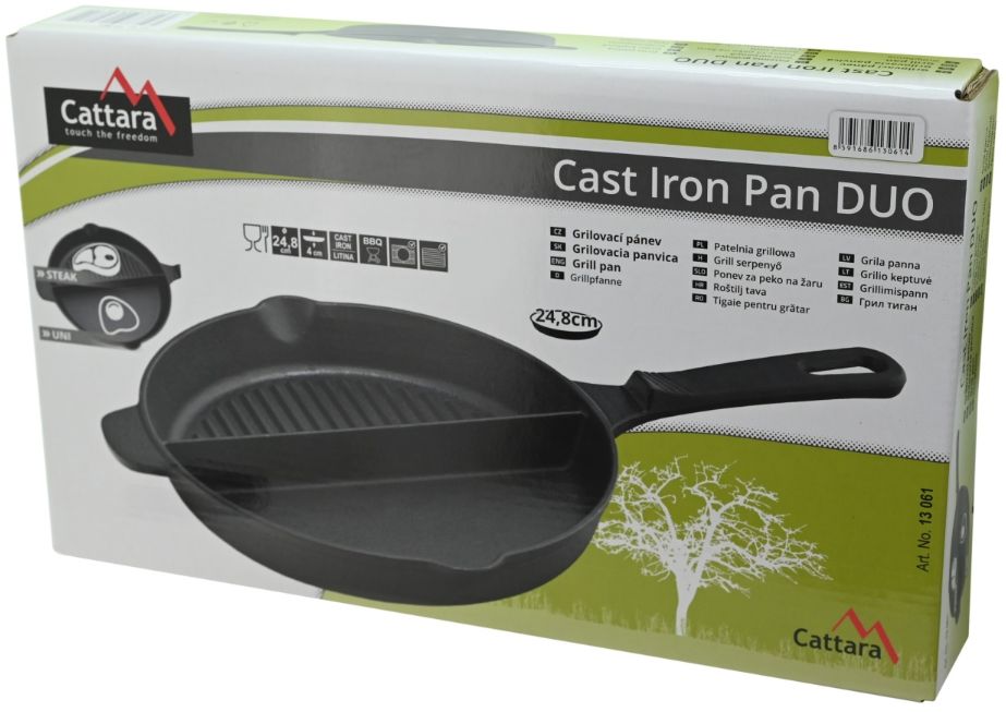 Tigaie CATTARA Din Fonta Doua Compartimente Grill - TT13061, 25cm