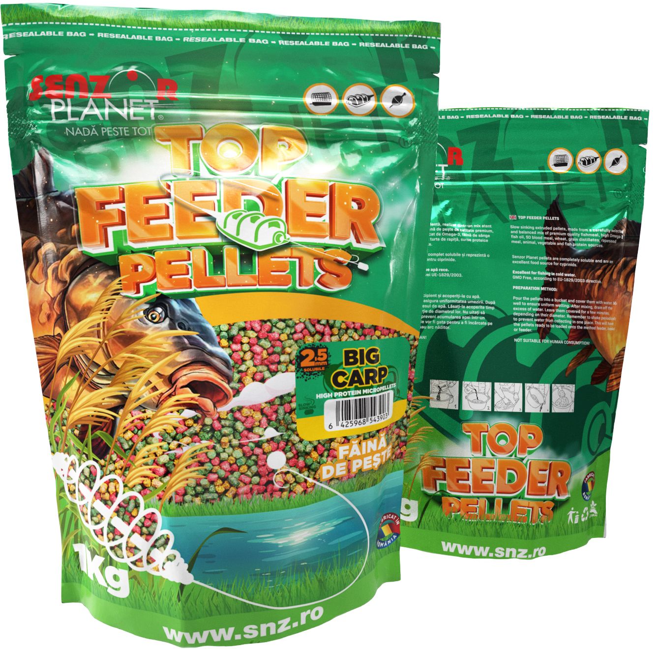 Top Feeder Senzor Pelletes Big Carp, Exotic Fruits, 2.5mm, 1kg 