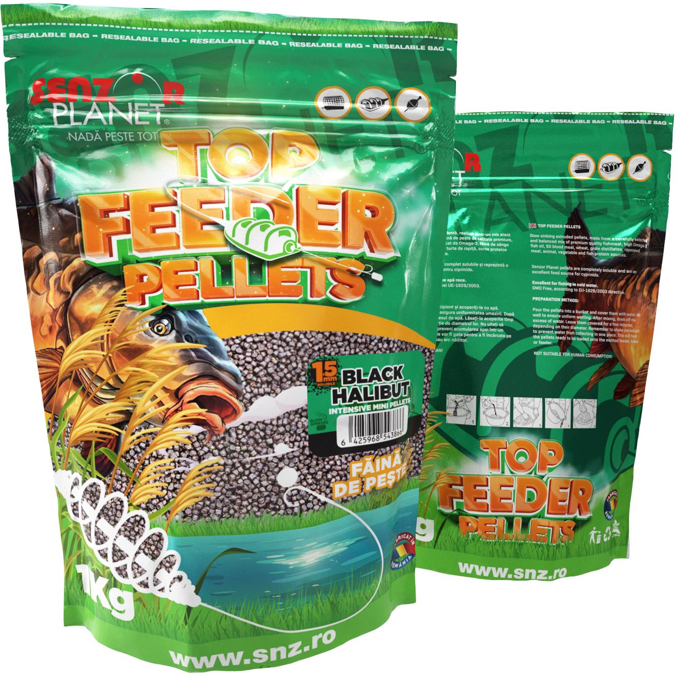 Top Feeder Senzor Pelletes Black Halibut 1kg
