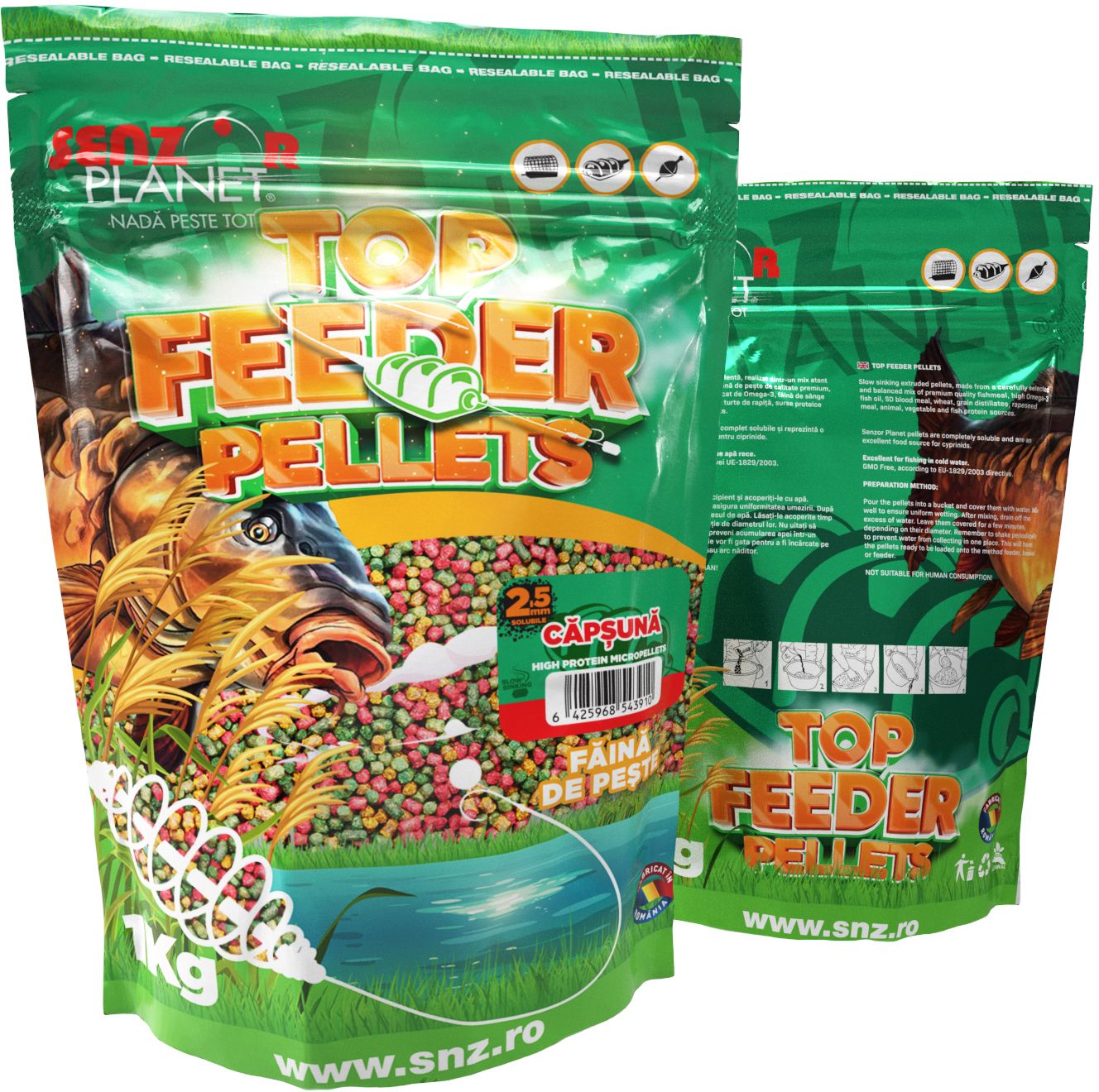 Top Feeder Senzor Pelletes, Capsuna, 2.5mm, 1kg 