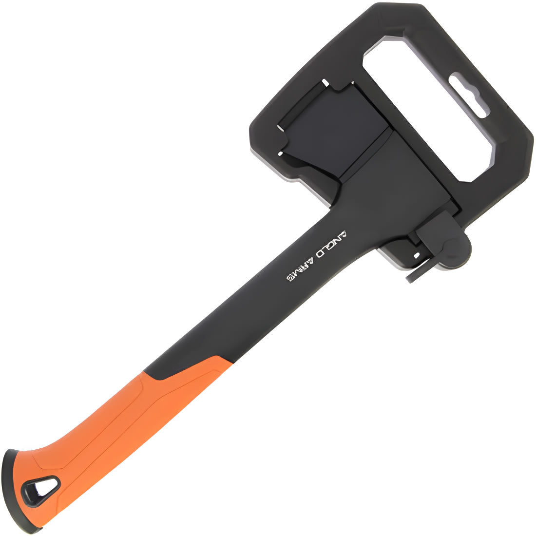 Topor NGT Anglo Arms cu Maner din Plastic Dur Negru cu Portocaliu si Cutie din Plastic cu Blocare 