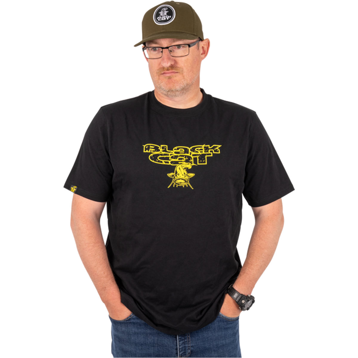 Tricou BLACK CAT Black Tee Distressed Logo