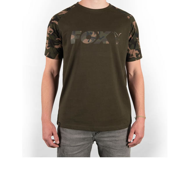 Tricou Fox Raglan Black Camo Sleeves T-Shirt