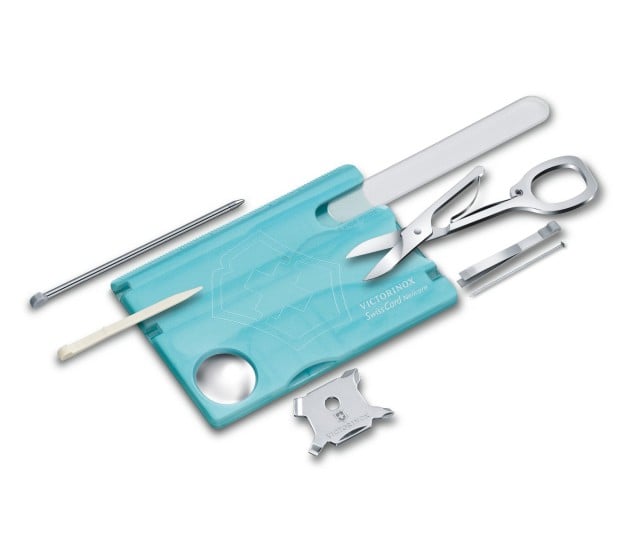 Trusa Multifunctional Victorinox SwissCard NailCare, albastru transparent - 0.7240.T21