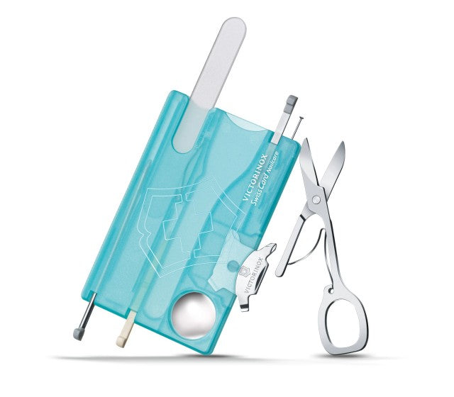 Trusa Multifunctional Victorinox SwissCard NailCare, albastru transparent - 0.7240.T21