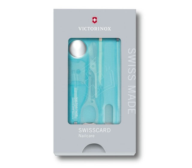 Trusa Multifunctional Victorinox SwissCard NailCare, albastru transparent - 0.7240.T21