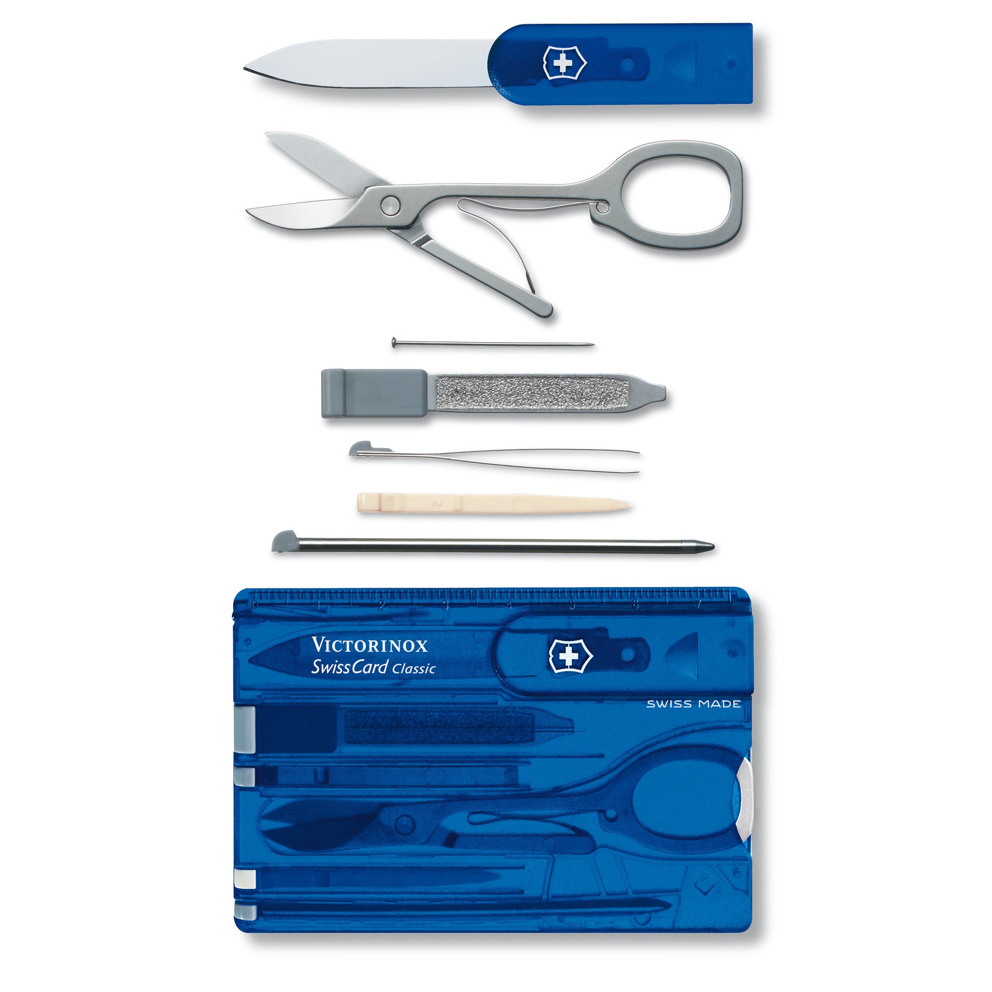 Trusa Multifunctionala Victorinox Swiss Card Classic, albastru transparent, Blister