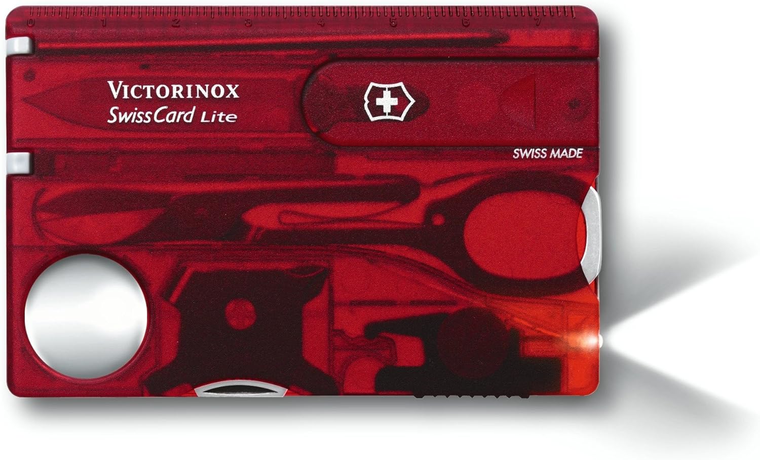 Trusa Multifunctionala Victorinox Swiss Card Lite, rosu transparent, Blister