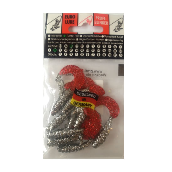 Twistere Profiblinker Turbotail 5 Cm Rosu Argintiu Cu Gliter 10 Buc