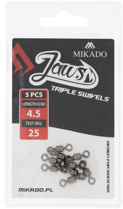 Vartej Mikado Jaws Triple Swivels, 25kg, 10buc/plic