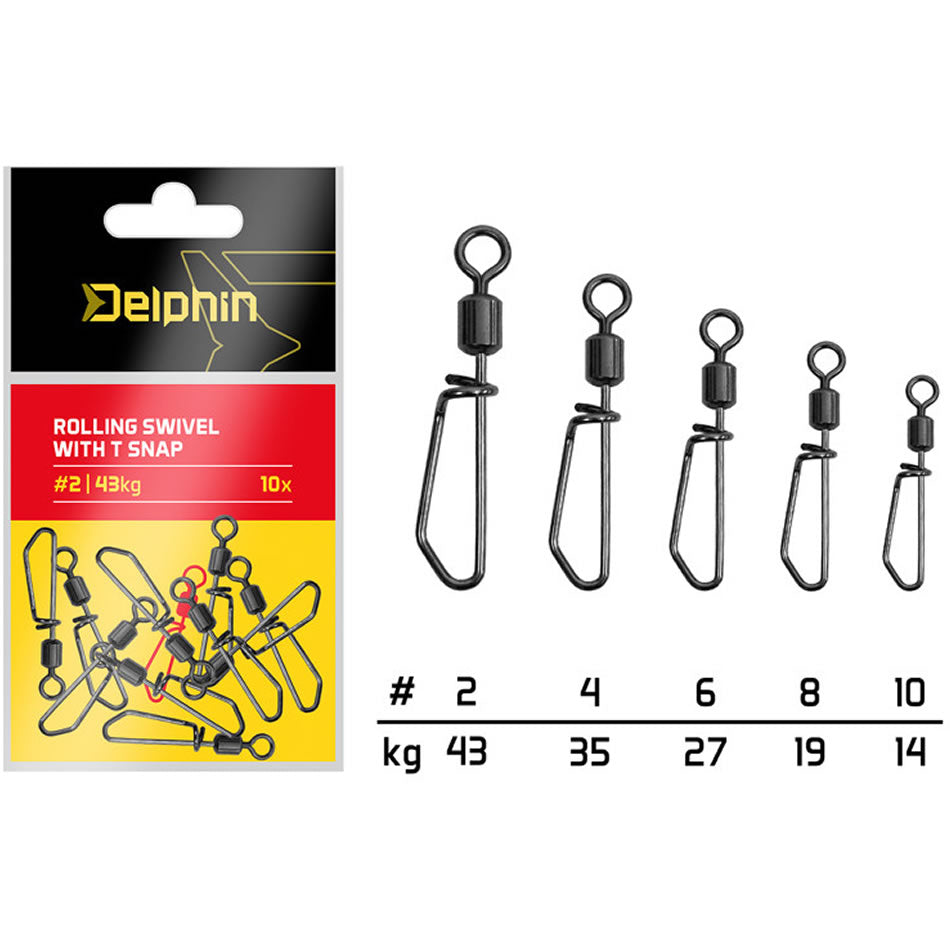 Vartej Rapid Delphin Rolling Swivel with T Snap 10buc