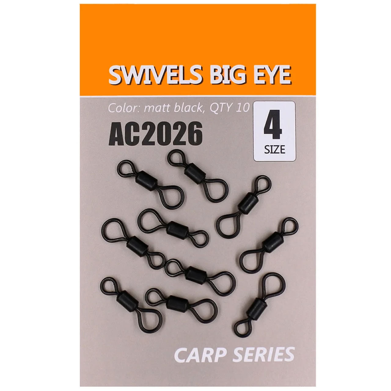 Vartej Rolling Orange Swivels Big Eye Negru Mat Ochet Mare, No.7, 10buc/pac
