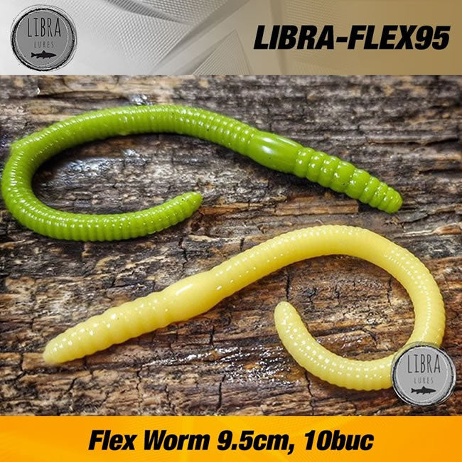 Vierme Libra Lures Flex Worm 005 9.5cm, 10buc/plic