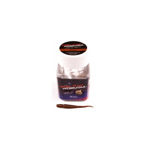 Viermi Quantum Magic Trout Wormtail 45mm Garlic Aroma Brown 30 pcs