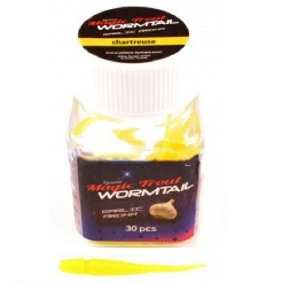 Viermi Quantum Magic Trout Wormtail 45mm Garlic Aroma Chartreuse 30 pcs