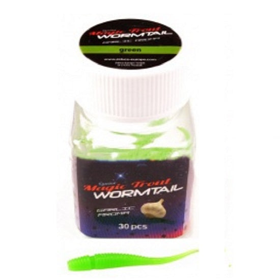 Viermi Quantum Magic Trout Wormtail 45mm Garlic Aroma Green 30 pcs